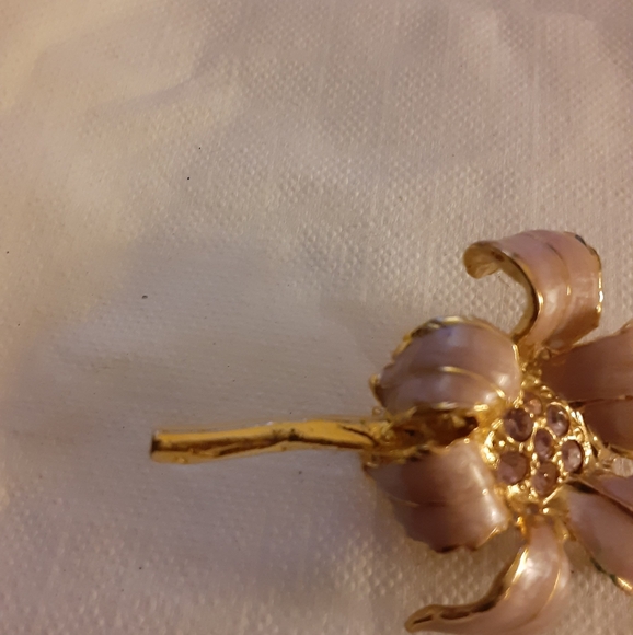 Monet Pink Enamel Petal with Rhinestone Brooch 3 for $20 - Picture 3 of 4